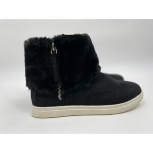 Sugar Womens Faux Suede Fur Zip Black Casual Ankle Boots NEW Size 9.5